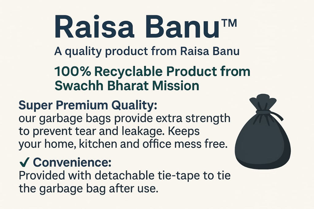 Raisa Banu garbage bags medium size 19 X 21 inches colour black for home kitchen and office, pack of 3 (90 pieces)